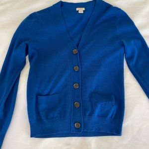 J. Crew | Cropped merino wool blend cardigan royal blue